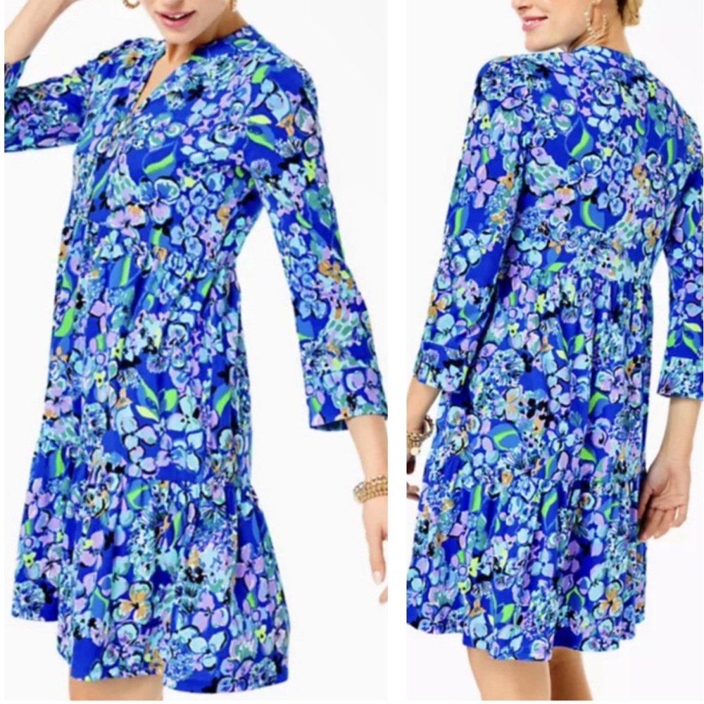 PLUS Lilly Pulitzer Alaina Twilight Tropics Colorful Floral Preppy Dress XXL